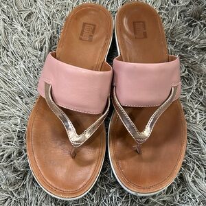 Fitflop Pink with Rose Gold Thong Sandal